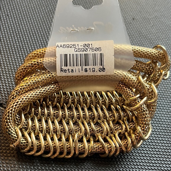 Gold Weave Chain Mail Statement Bracelet - Picture 3 of 5